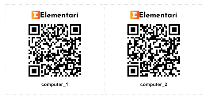 Example of QR Code badges that can be printed out.