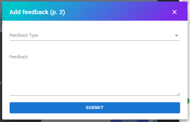 Screenshot of the add feedback form.
